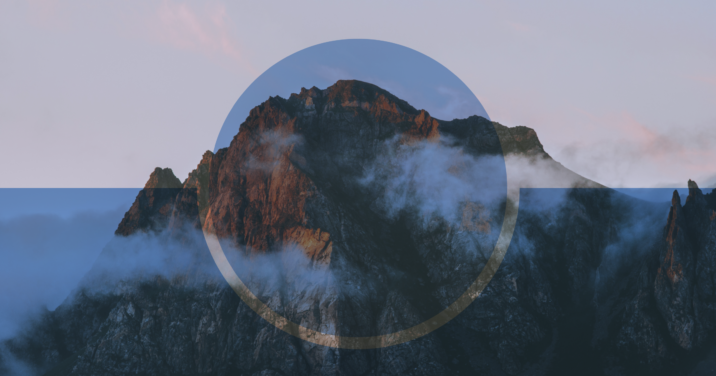A circle on top of a mountain signifying Jesus's ascension after his resurrection