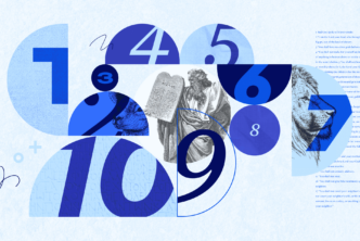The numbers 1 through 10 in different places representing the numbering of the ten commandments