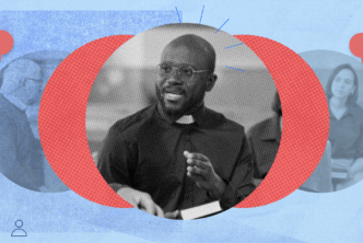 An image of a pastor at the center, with faded, semi-transparent figures on either side representing the complex tension between isolation and connection in pastoral friendships.